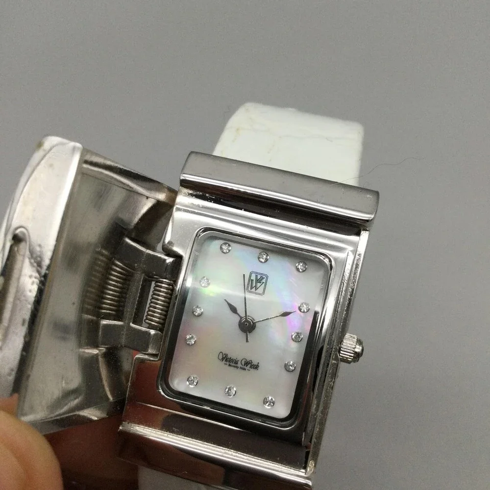Victoria Wieck Hidden Dial Womens Watch 23mm MOP Dial Open Cuff New Battery